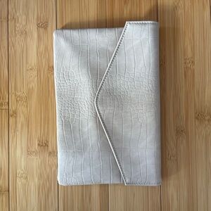 White Croc Embossed Clutch